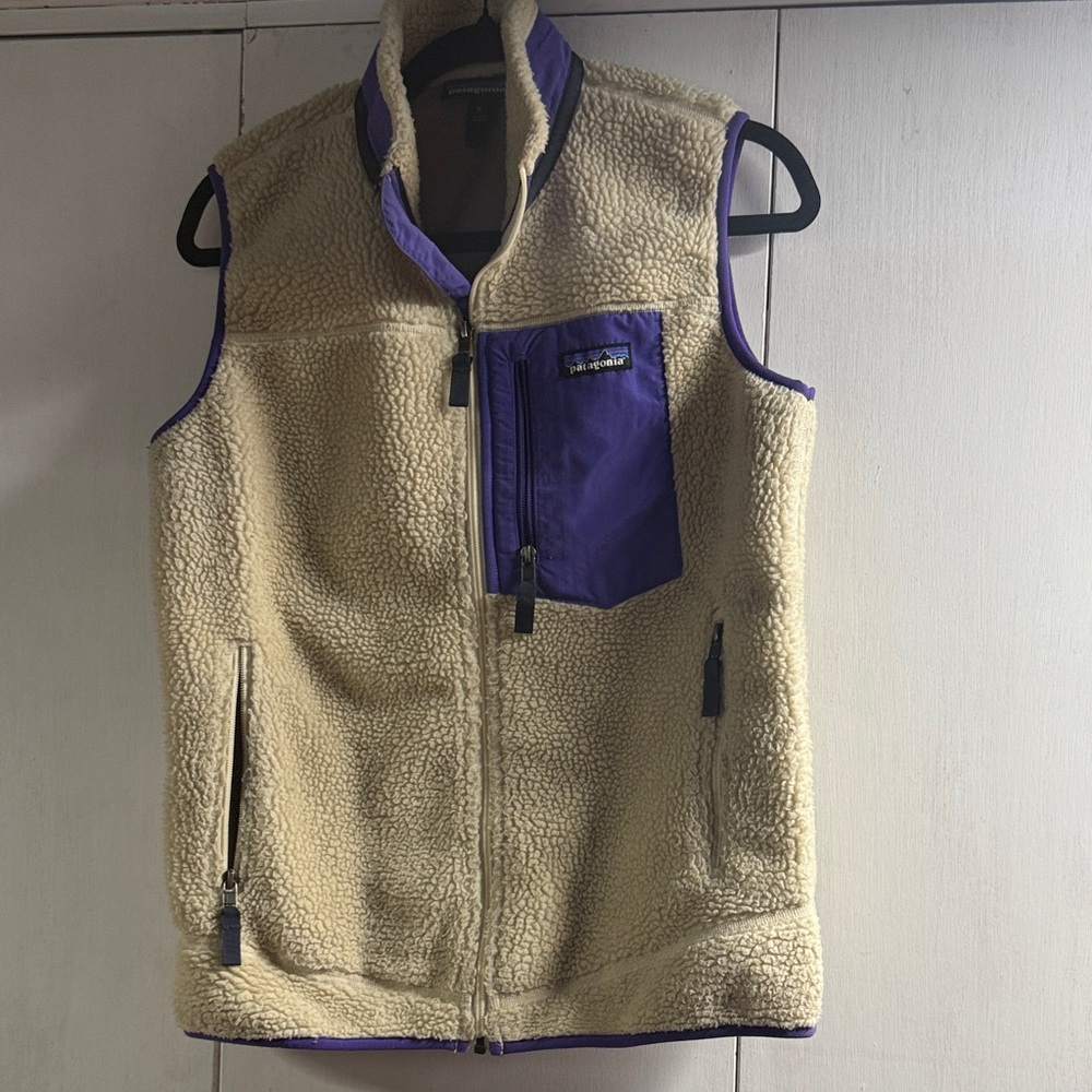 Retro High Pile Patagonia Cream Fleece Vest
